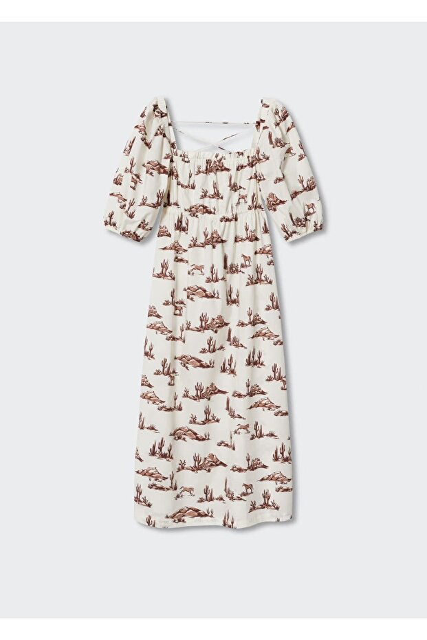 Desenli Pamuklu Elbise - 3