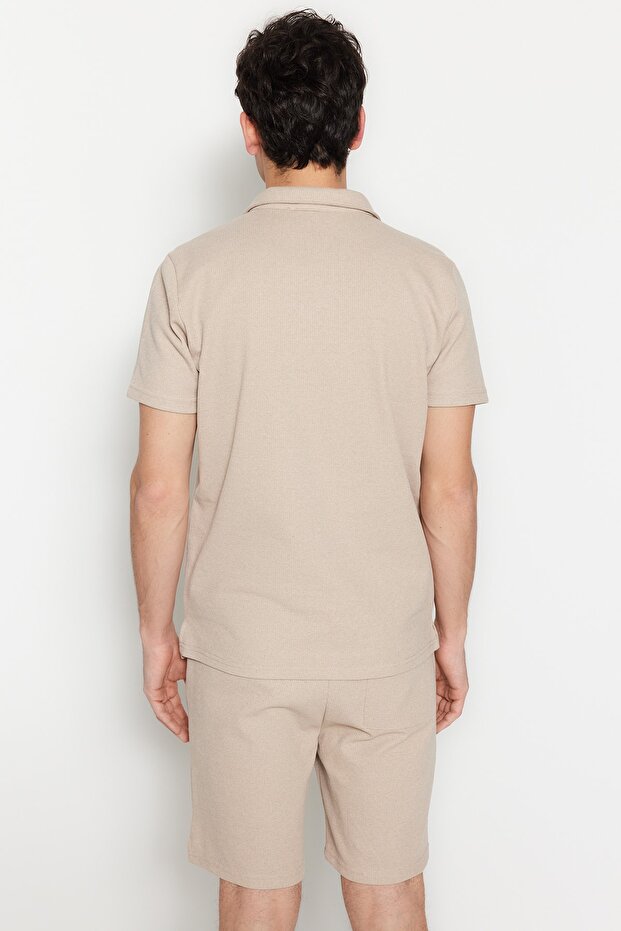 Camel Regular/Normal Kesim Dokulu Kumaş Etiketli Polo Yaka Eşofman Takımı TMNSS23EM00003 - 8