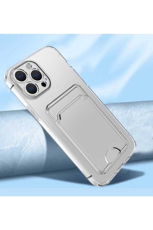 iPhone 12 Pro Compatible Case Card Holder Wallet Camera Protection Transparent Colorless Flexible Silicone Cover