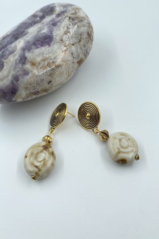 أقراط خرز سيراميك أصلية مصنوعة يدويًا - 3