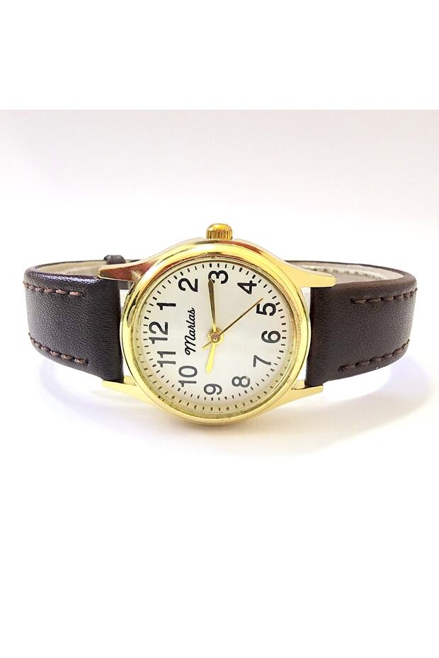 Retro Women's Wristwatch, Vintage Design, Classic Design, Gold / Gold Color, Minimal, With Strap