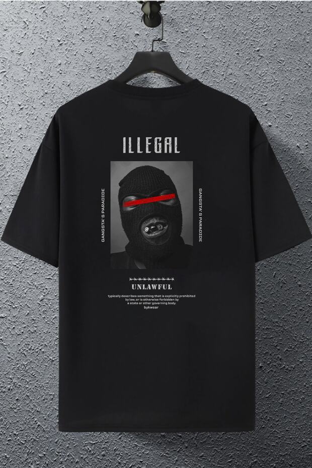 Unisex Women Men Gangsta Paradise Illegal Printed Oversize T-shirt