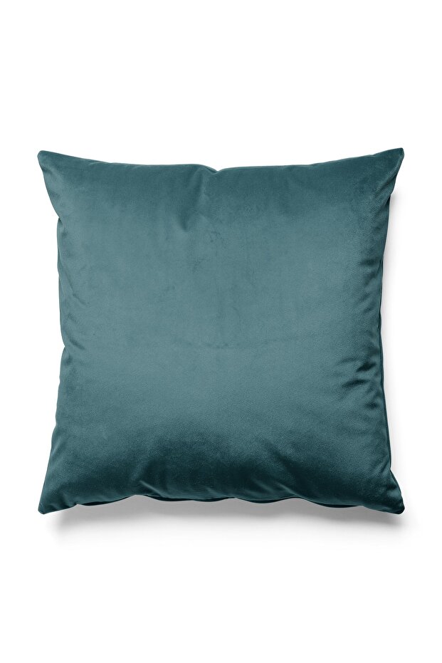 Solid Color - Single Color Throw Pillow Cover Upholstery Suede Fabric - Petrol Blue