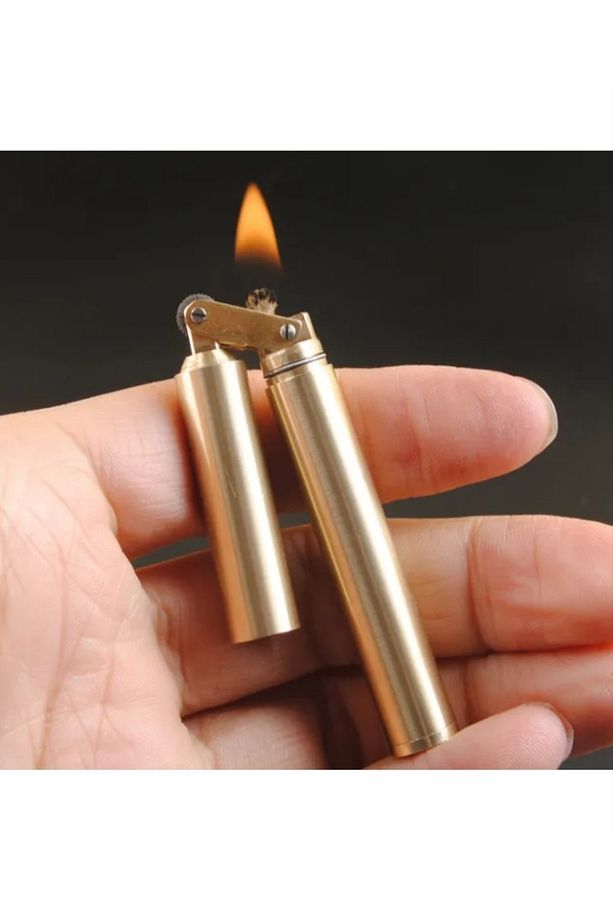 Metal Çubuk Benzinli Çakmak Taşınabilir Ince Katlanır - 1