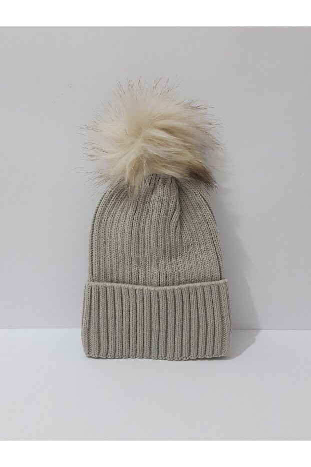 Лисяча шапка з хутром, срібного кольору, жіноча шапка - 1