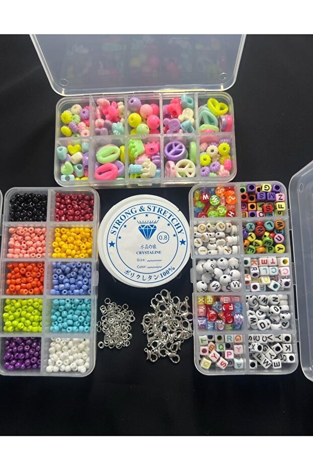 3 Boxed Sand Beads Letter Beads Acrylic Beads Mixed Set 36 Kinds of Products in Total