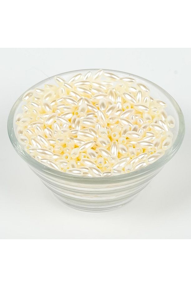 25 Gram - 4x8 Mm, Krem Renk Arpa Inci Boncuk, Lüks Barok Arpa Inci, ( 25gr - 380-400 Adet Arası ) - 3