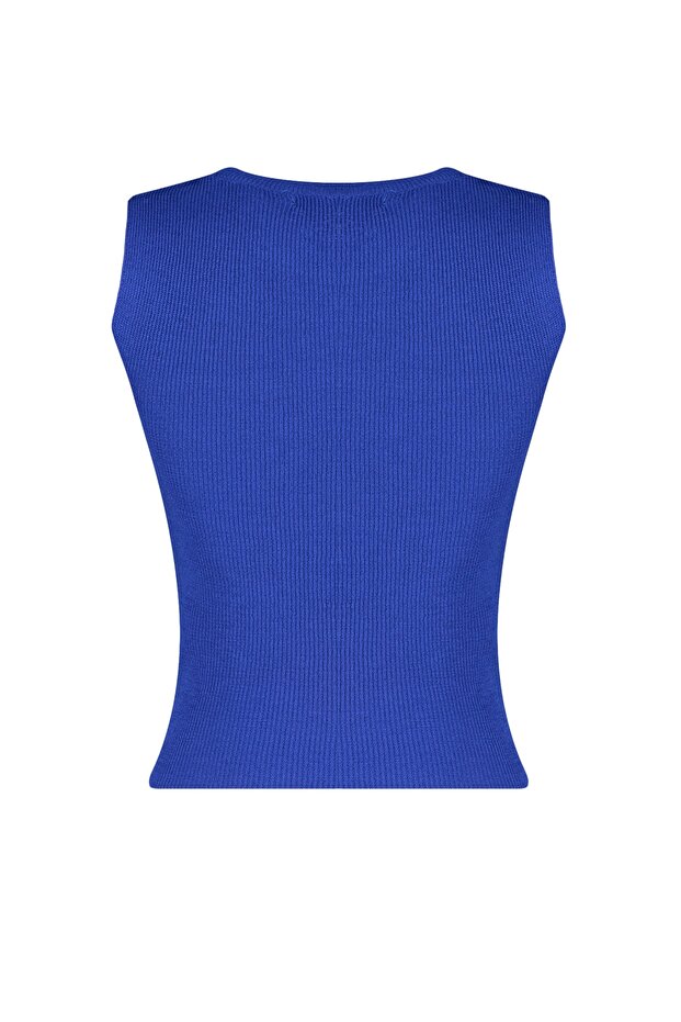 Saks Bisiklet Yaka Crop Triko Bluz - 8