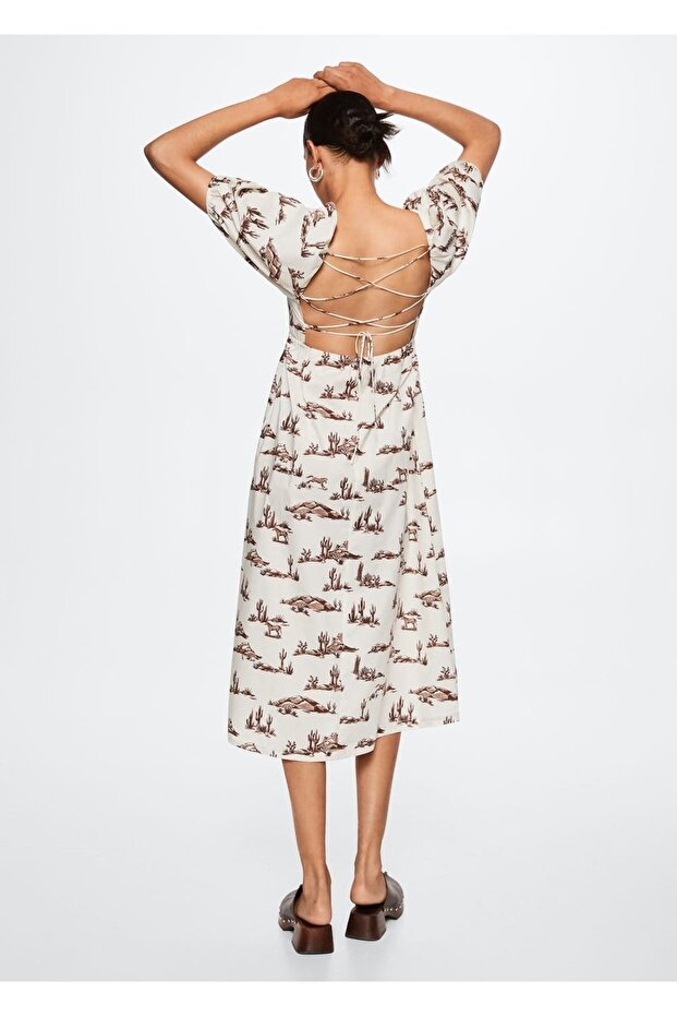 Desenli Pamuklu Elbise - 4