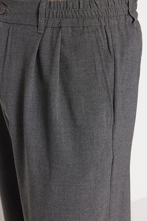 Gri Wide Leg Kumaş Baggy Pantolon TMNSS23PL00039 - 5