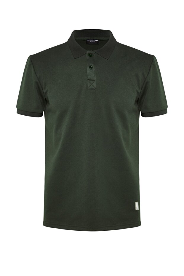 Haki Regular/Normal Kesim Etiket Aplikeli Polo Yaka T-shirt TMNSS23PO00016 - 8