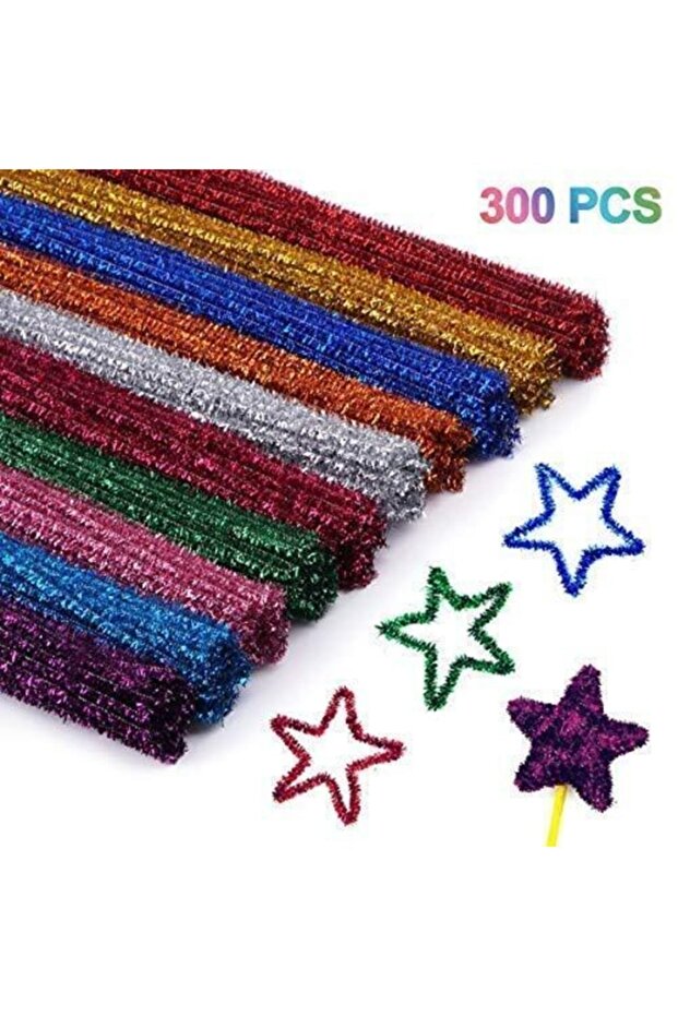 300Pcs, Glitter Chenille, Colorful, Furry Wire, Plush Sticks