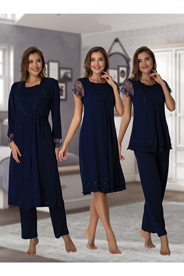 Effort Navy Blue Midi Lace Maternity Pregnant Set of 4