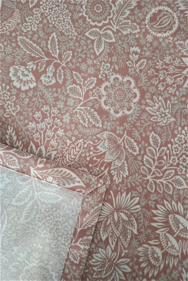 Keten Dokulu Gül Desenlı Gül Kurusu Masa Örtüsü - 3