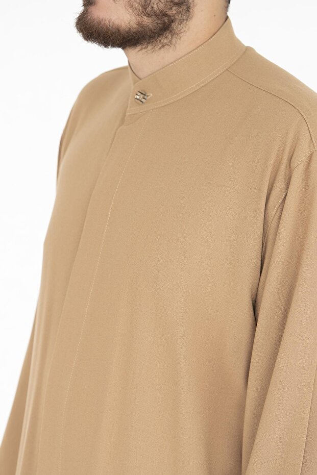 Erkek Bej Düğmeli Cübbe - 2