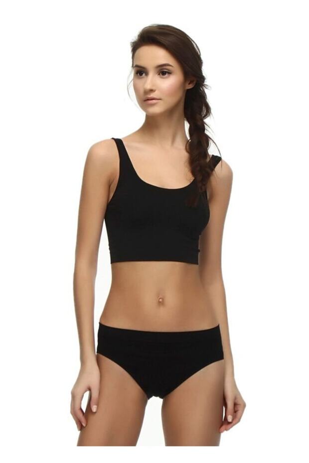Women's Black Wide Strap Seamless Bustier