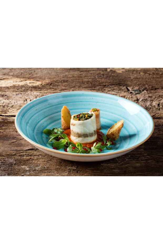 Aqua Bloom Deep Plate 23 cm 1000 Cc Porcelain Serving Dinner Plate