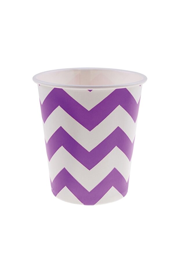 Lila Zigzag Karton Bardak 8’li - 1