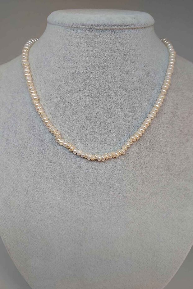 Pearl White Rondela 4-5mm Spacing Necklace (Fixed Clip)