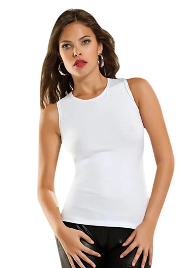 5 Pieces Women's Sleeveless Crew Neck Tank Top 92% Cotton 8% Lycra