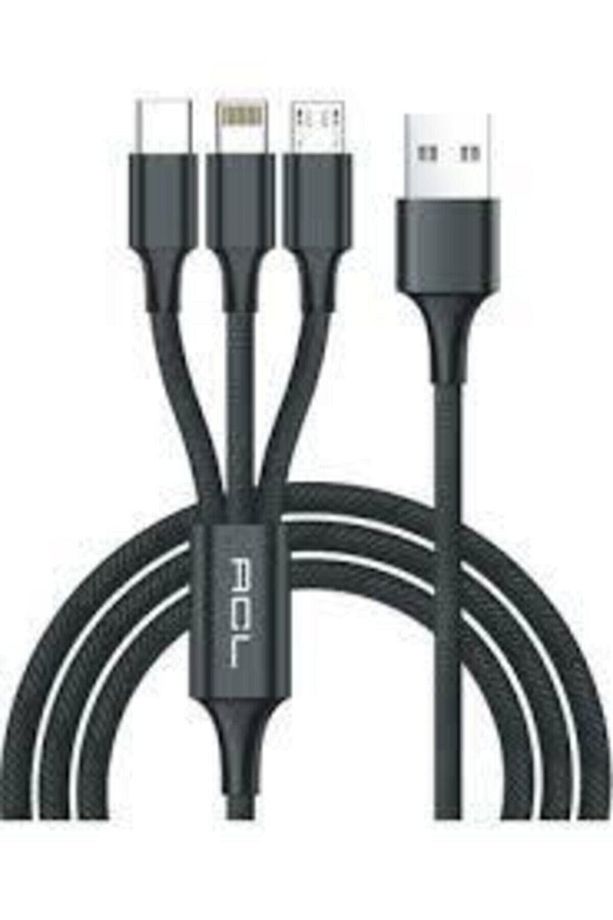 Ack-47 Primecord 3in1 Lightning, Micro, Type-c Metal Başlık Usb Şarj Kablosu - 2