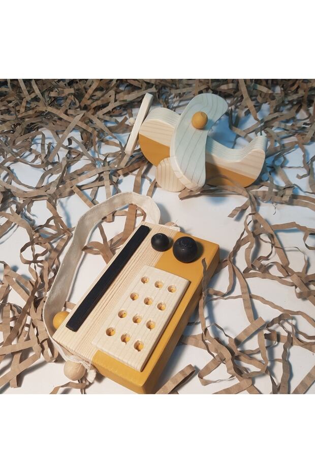 Wooden Handmade Baby Radio + Baby Plane Toy Set, Montessori Toy, Gift Toy, Children's Toy