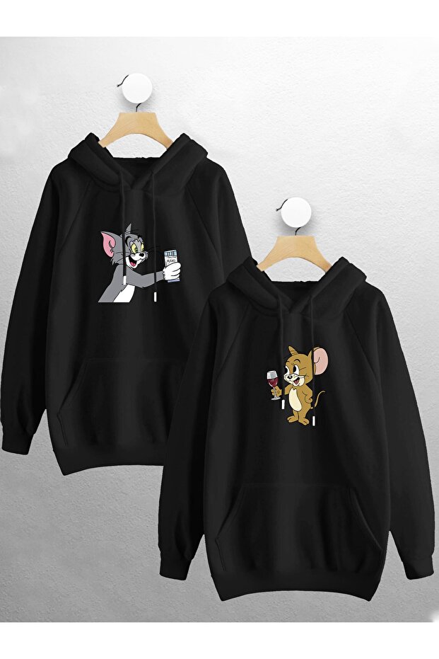Dear Couple Combination Tom and Jerry Raki Beer Wine Printed Design Hooded Sweatshirt Set of 2 Set