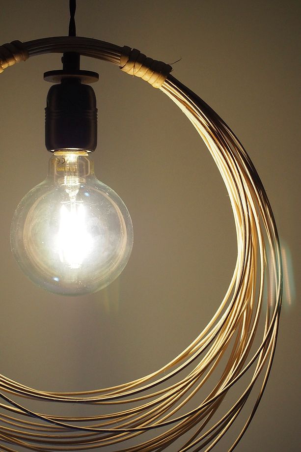 Bambu, Hasır, Rattan Avize Sarkıt: Unıverse 35cm - Siyah Takım - 6