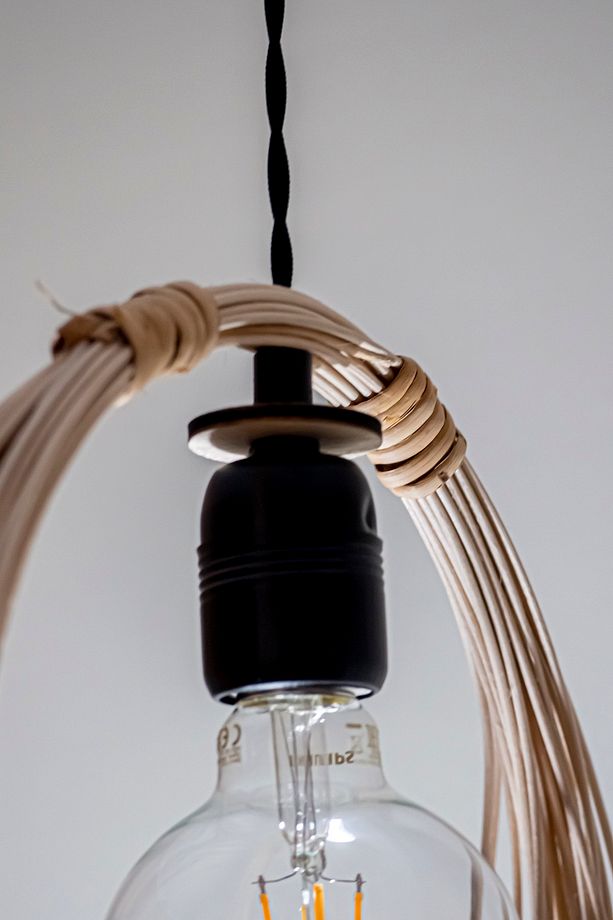 Bambu, Hasır, Rattan Avize Sarkıt: Unıverse 35cm - Siyah Takım - 7