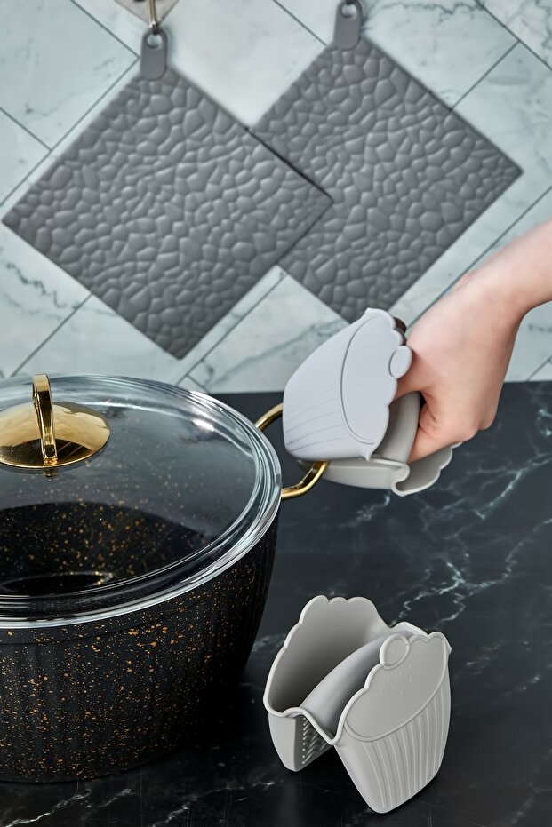 4 Lü Silikon Nihale Ve Eldiven Seti Gri - 6