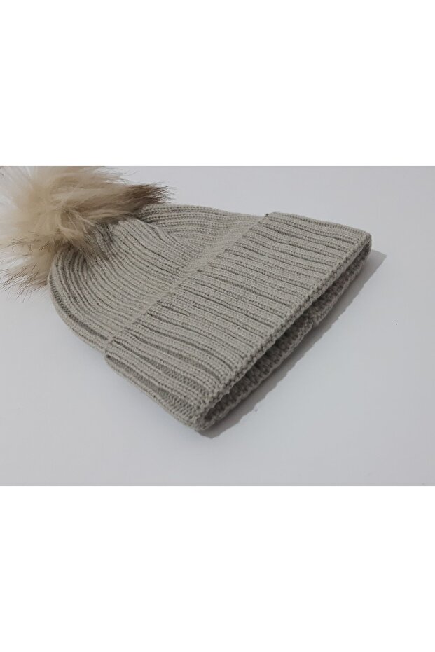 Лисяча шапка з хутром, срібного кольору, жіноча шапка - 3