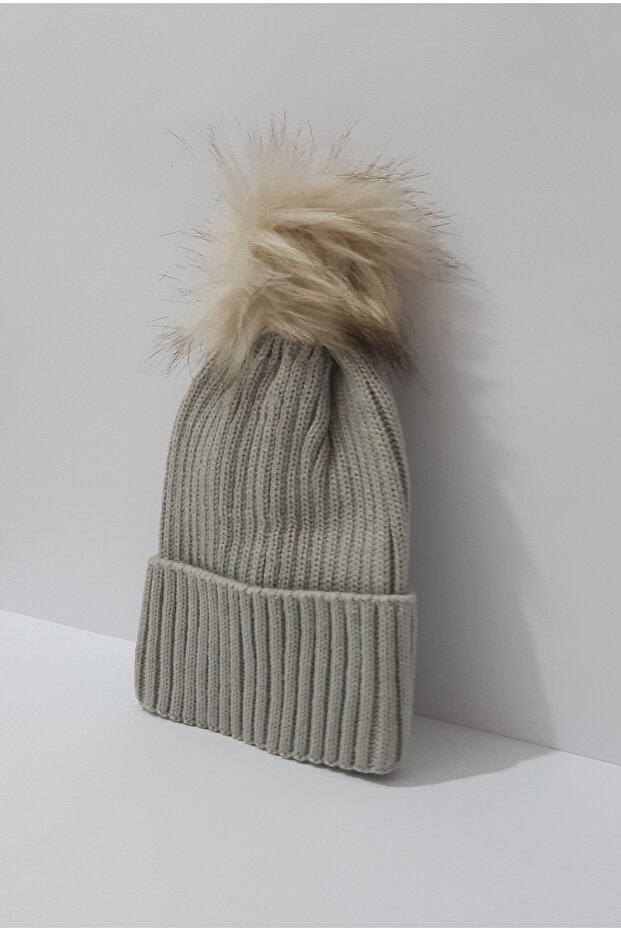 Лисяча шапка з хутром, срібного кольору, жіноча шапка - 4