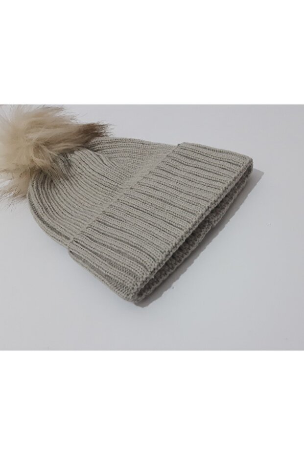 Лисяча шапка з хутром, срібного кольору, жіноча шапка - 6