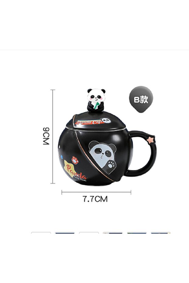 400ml Ceramic Cup with Lid and Spoon Panda Mug Cup Tea Coffee Cup Office Mug Set