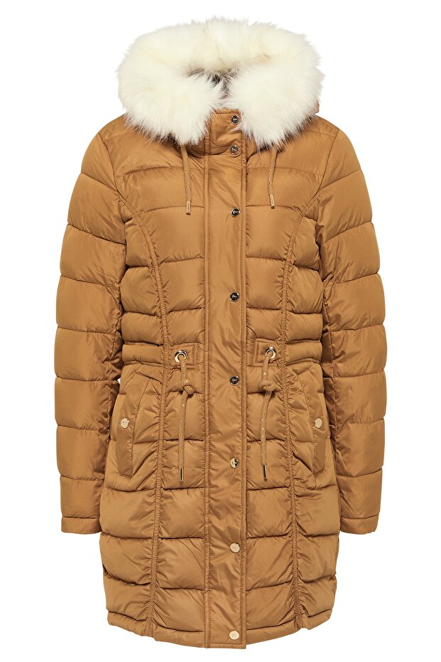 Steppmantel mit Kunstfell - 1
