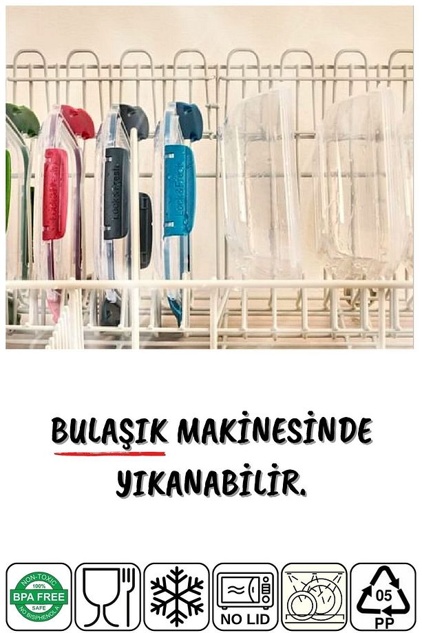 3'lü Set Master Dikdörtgen Mikrodalgada Kullanılabilen Saklama Kabı 825/1575/2100 Ml - 5