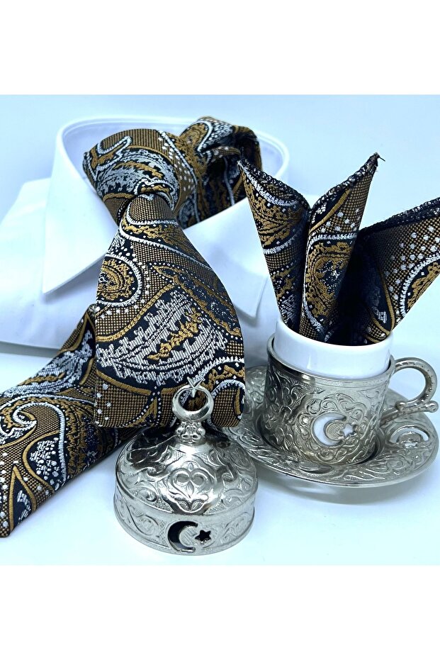 Dokuma Mendilli Kravat - 1