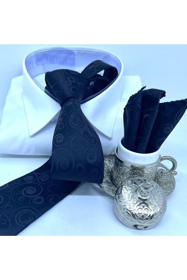 Dokuma Mendilli Kravat - 1