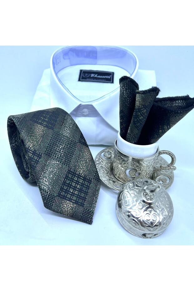 Dokuma Mendilli Kravat - 1