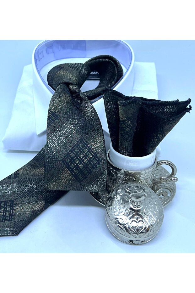 Dokuma Mendilli Kravat - 2