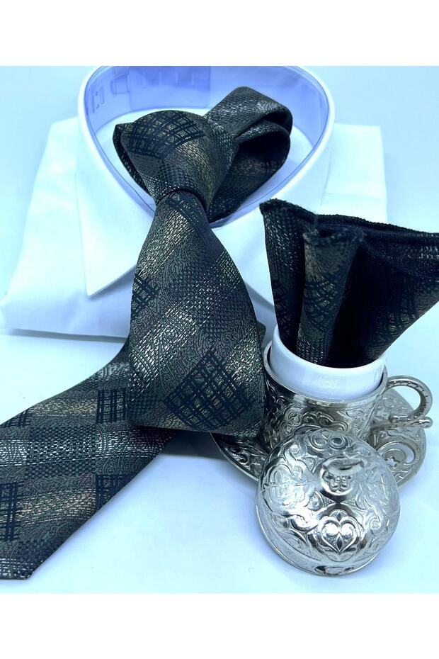 Dokuma Mendilli Kravat - 3