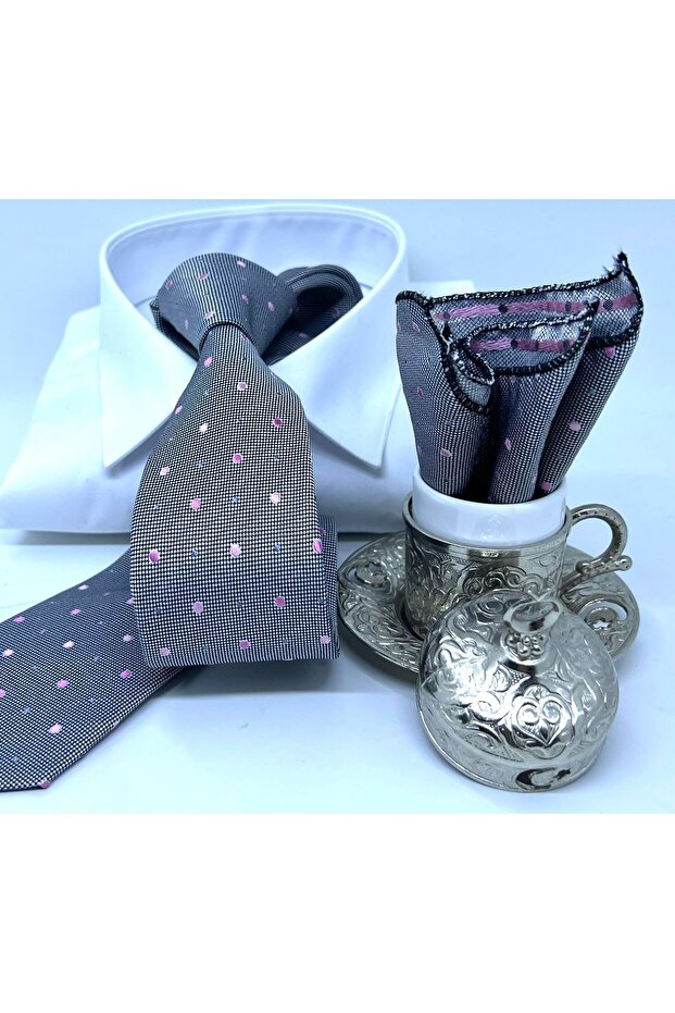 Dokuma Mendilli Kravat - 1