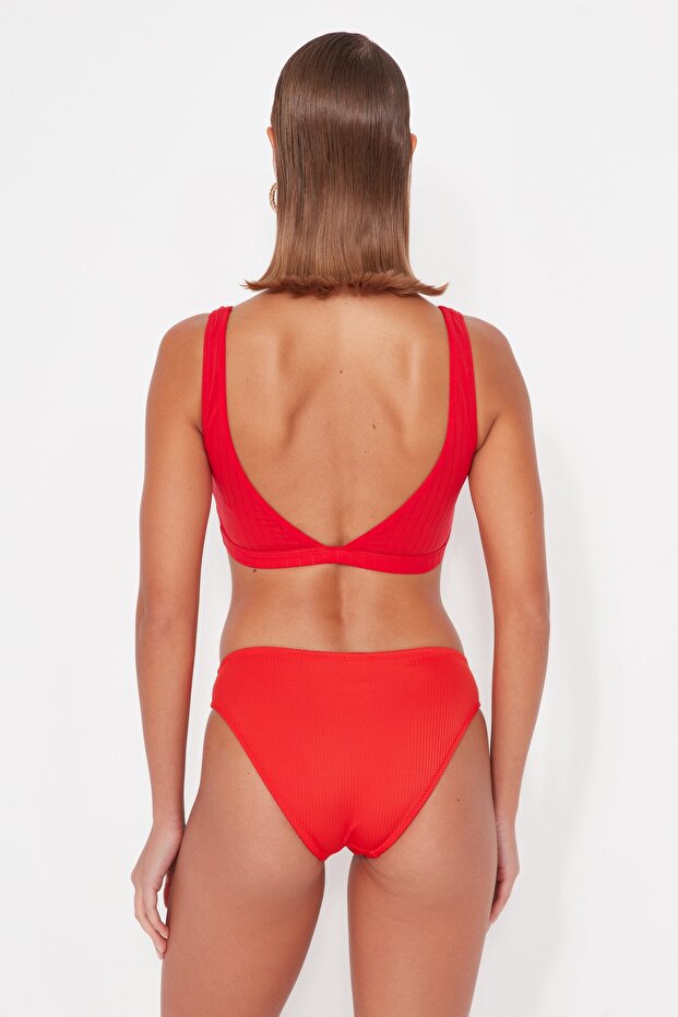 Kırmızı Bralet Dokulu Bikini Üstü TBESS23BU00433 - 6