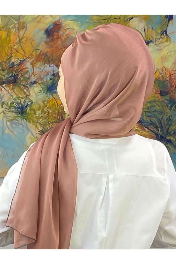 Saray Model Simli Drapeli Fransız Şifon Sütlü Kahve Hazır Şal - 6