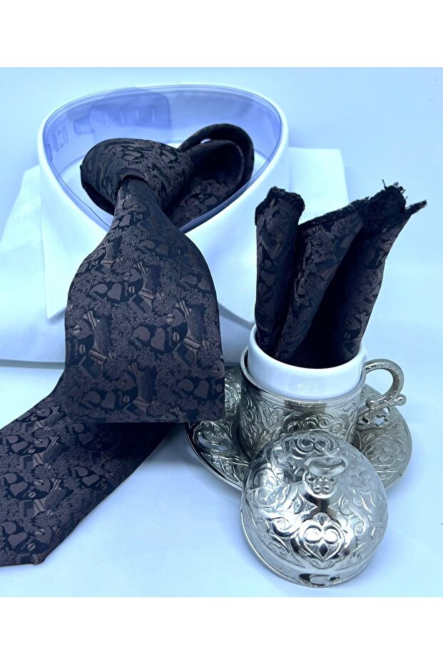 Dokuma Mendilli Kravat - 1