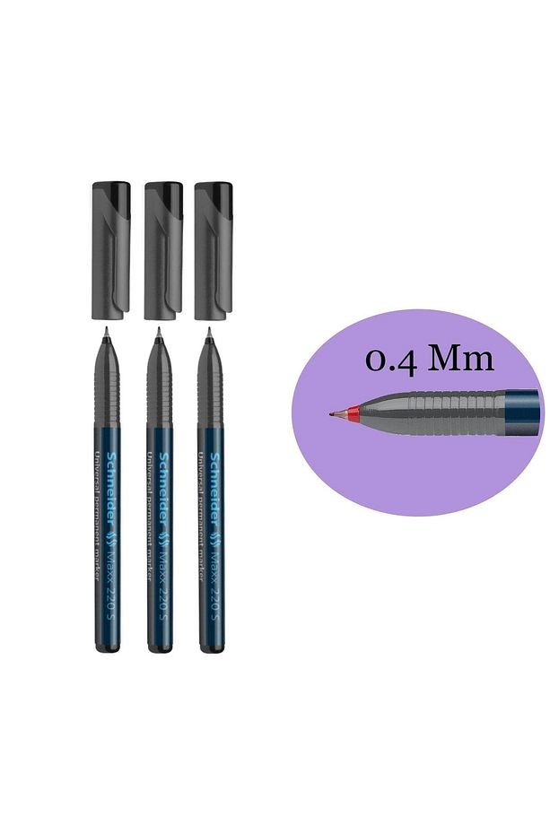 Maxx 220 S 0.4 Mm Asetat Kalemi 3 Lü Set Siyah - 1
