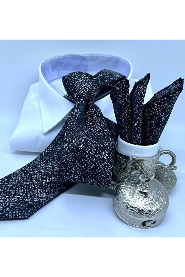 Dokuma Mendilli Kravat - 1