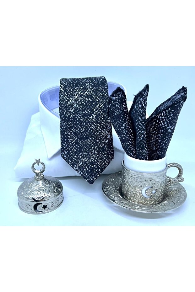 Dokuma Mendilli Kravat - 4