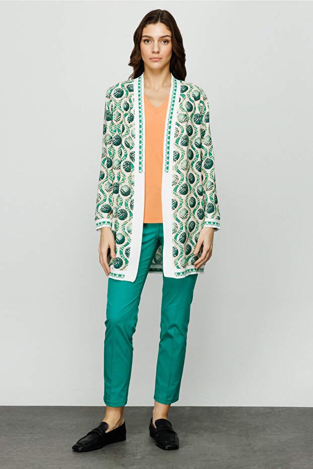 سترة طويلة منقوشة مضلعة - 2