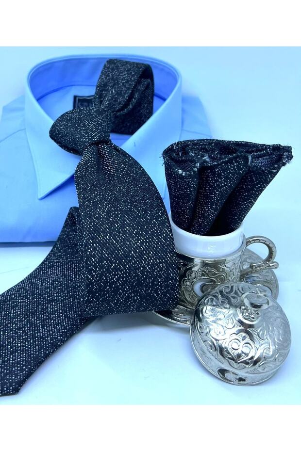 Dokuma Mendilli Kravat - 1